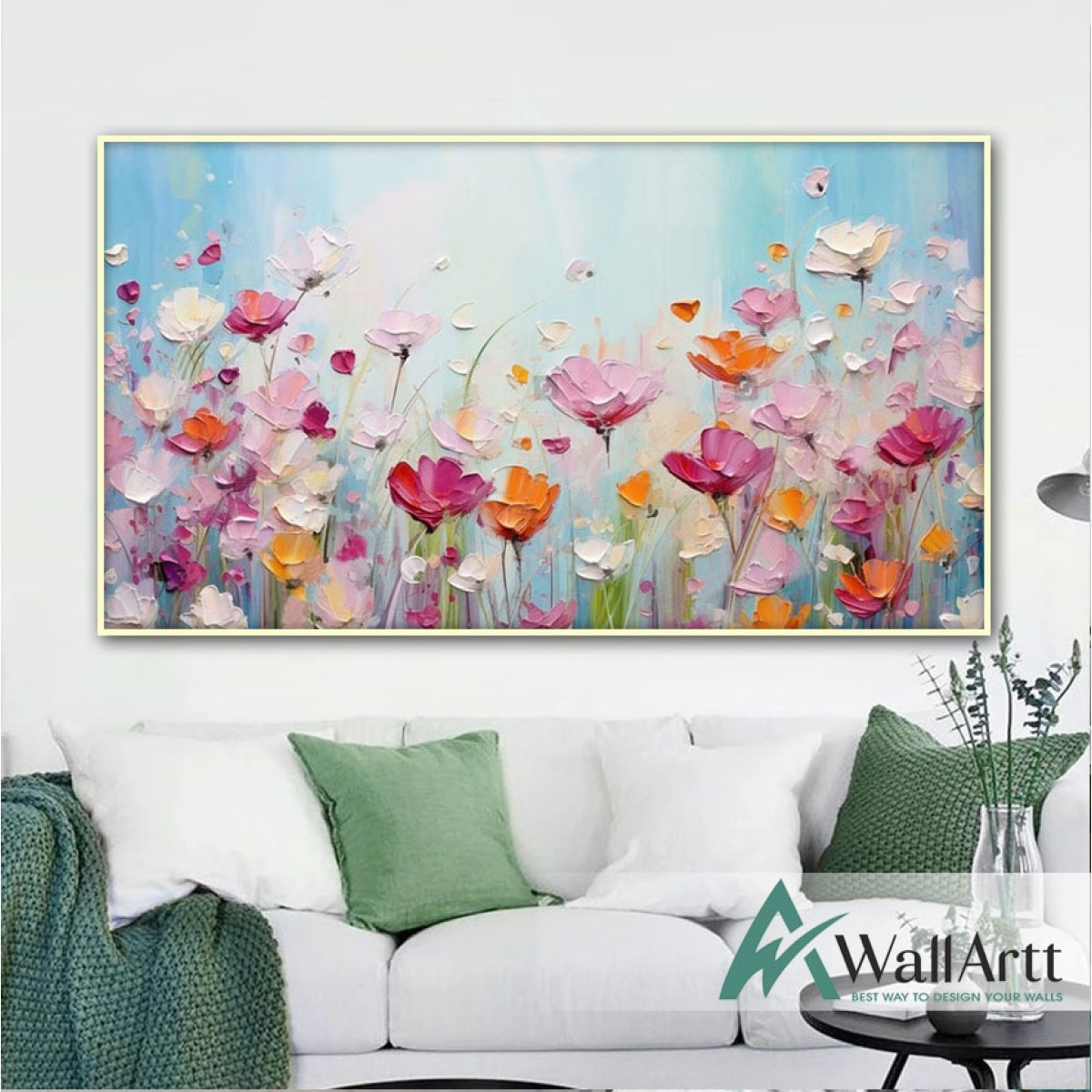 Colorful Wildflowers 3d Heavy Textured Partial Oil Painting